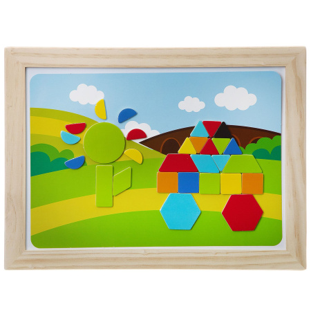 Игрушка деревянная магнитная мозаика ГЕОМЕТРИЧЕСКИЕ ФИГУРЫ, Bondibon