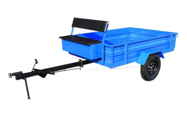 Телега ТПМ 2-221, широкое сидение,вещевой ящик, 500 кг,кузов-самосвал, разъемная прямая рама с водилом,ленточный тормоз,колеса 4.00-10, 2825х1470х1005