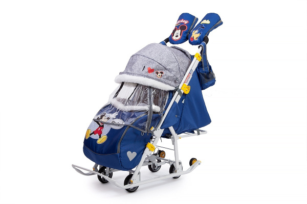 Санки-коляска "Disney Baby 2", арт. DB2/4 синий, микки маус, Nika