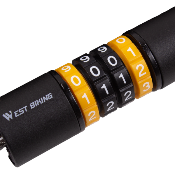 Велосипедный замок 4-значный кодовый, компактный, 4х1500мм, West biking