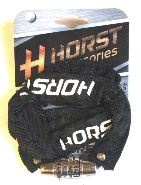 Замок цепной кодовый 2,2х800мм HORST 4-х разр. черный, 09-100227