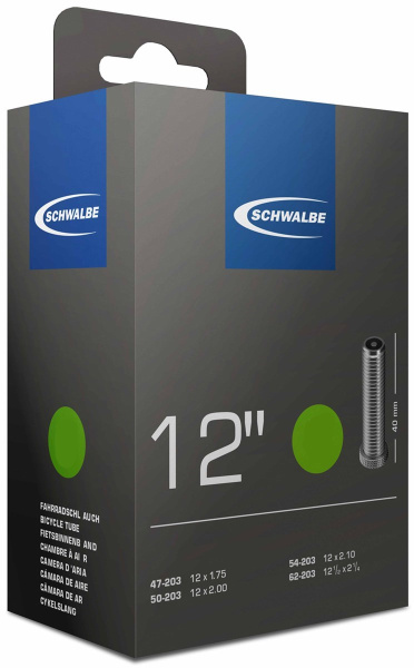 Камера. 12 авто 05-10405310 AV1 12х1,75-2,35 (47/62-203) IB AGV 40mm. SCHWALBE