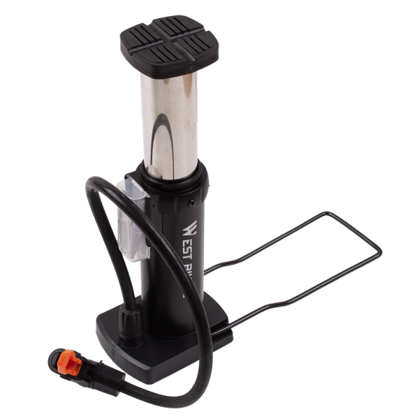 Насос ножной универсальный 45х170мм, несколько насадок+игла, цвет: черный, West Biking