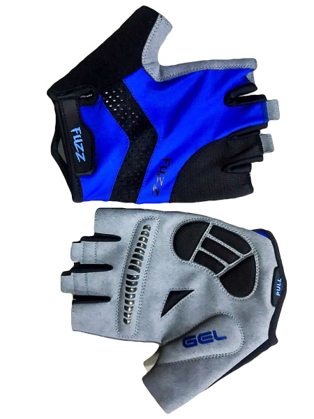 Перчатки 08-202241 лайкра RACE PRO черно-синие, р-р XS, с петельками, GEL, на липучке FUZZ