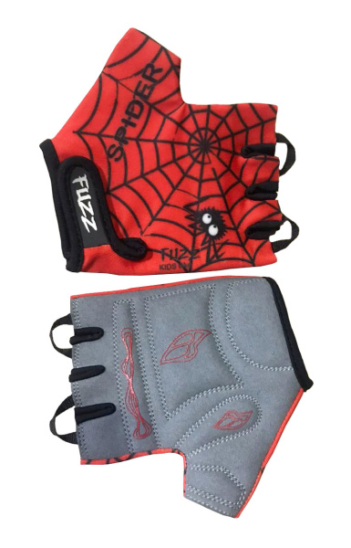 Перчатки 08-202023 детские лайкра SPIDER красно-черные, р-р 8/L (для 6-8 лет), GRIP GEL, с петелькам