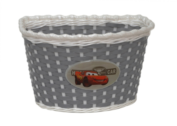 Корзина 00-170432 детская 24х16,5х15,5см пласт. универс. крепл. на руль 2-мя ремешками, серо-белая