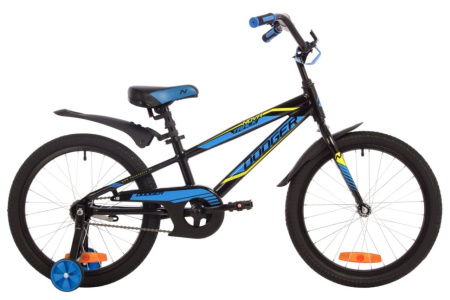 Велосипед NOVATRACK 20" DODGER алюм.,чёрный, тормоз нож, короткие крылья, защита цепи А-тип