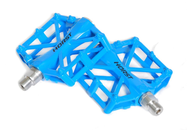 Педали HORST H32, 00-170834, алюм. широкие литые, с шипами. 92*95*15мм, 388 г, синие
