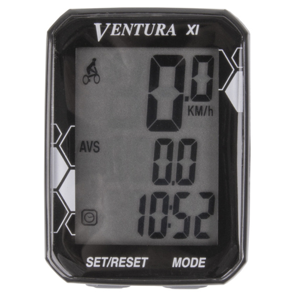 Велокомпьютер VENTURA ХI, 5-244527, 11 ф-ций 3-х строчный дисплей, влагозащит. НОВЫЙ дизайн черный