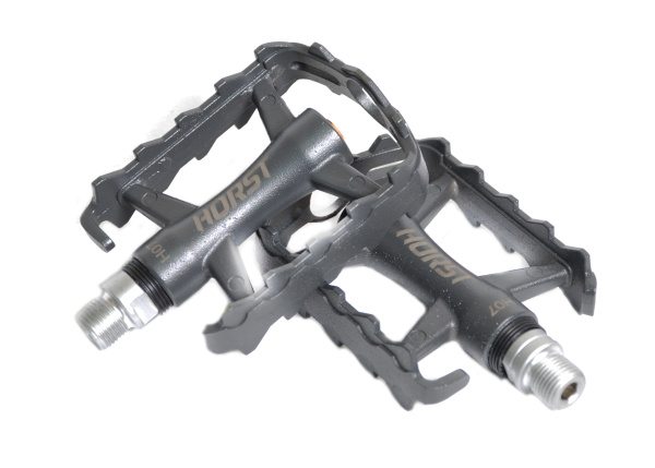 Педали HORST H07, 00-170828, алюм. ось Cr-Mo, с 1 герм. промподш., серые