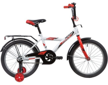 Велосипед NOVATRACK 14" ASTRA белый, тормоз нож, крылья, багажник, полная защ.цепи