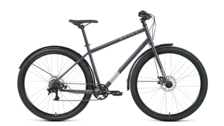 Велосипед FORWARD SPIKE 27,5 D (27,5" 8 ск. рост. 18") 2023, серый/серебристый
