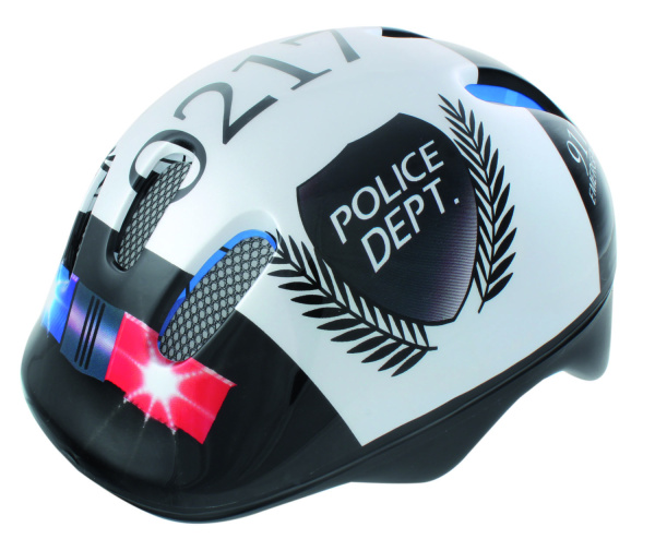 Шлем детский/подростк. 5-731004 с сеточкой 6 отв. 52-56см POLICE/черно-белый (10) VENTURA