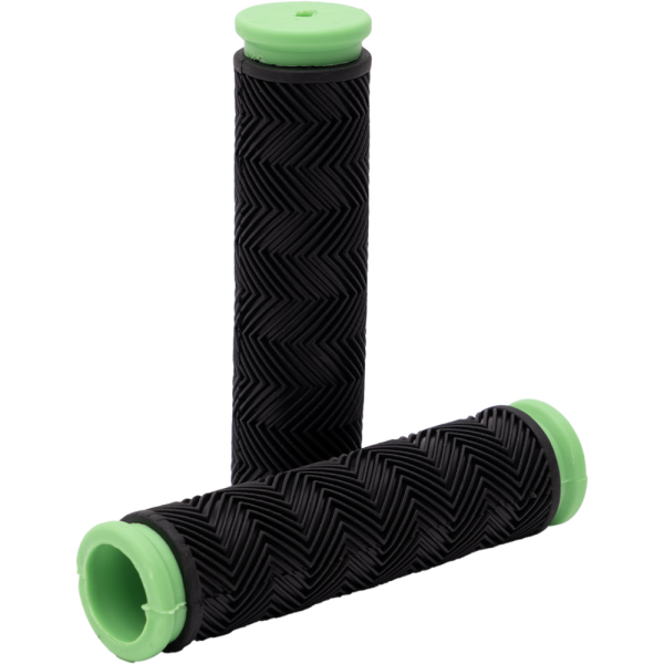Грипсы (ручки) резиновые чёрные с зеленой окантовкой (модель: 107Е)