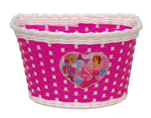 Корзина 00-170430 детская 24х16,5х15,5см пласт. универс. крепл. на руль 2-мя ремешками, бело-розовая