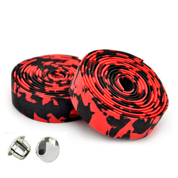 Лента на руль 3-187 CHBT28RB корковая+крепеж+заглушки на руль камуфляж красно-черная CLARKS