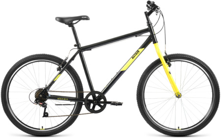 Велосипед ALTAIR MTB HT 26 1.0 (26" 7 ск. рост. 17") 2022, черный/желтый, RBK22AL26099