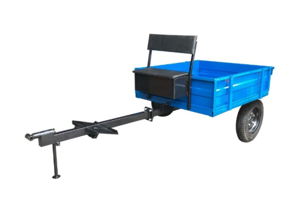 Телега ТПМ 1-171, узкое сидение, вещевой ящик, 300 кг, кузов-самосвал, разъемная прямая рама с водилом, без тормоза ,колеса 4.00-10, 2490х1280х1005