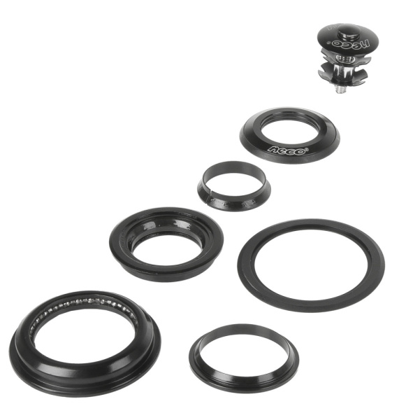 Рулевая колонка 5-390322 сталь полуинтегр. полукартр. 1 1/8"-1,5" 28,5/44/55/39,8мм черн NECO