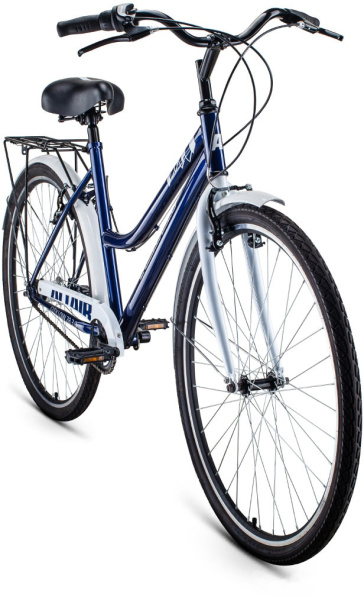 Велосипед ALTAIR CITY 28 low 3.0 (28" 3 ск. рост. 19") 2020-2021, темно-синий/белый, RBKT1YN83002