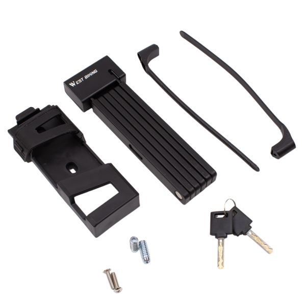 Замок противоугонный велосипедный складной с ключом 4х80мм, 2 замка,West Biking