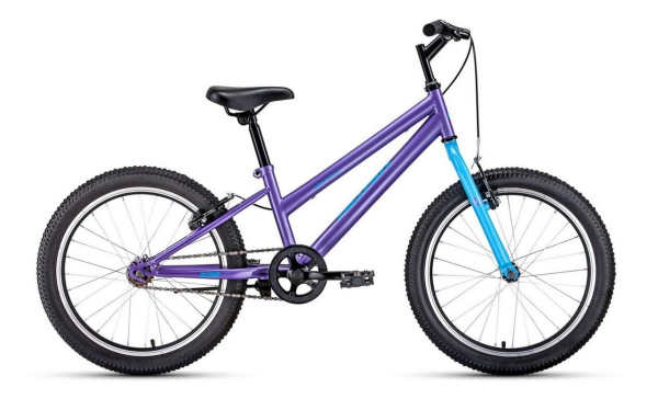 Велосипед ALTAIR MTB HT 20 LOW (20" 1 ск. рост. 10.5") 2022, фиолетовый/голубой, IBK22AL20087
