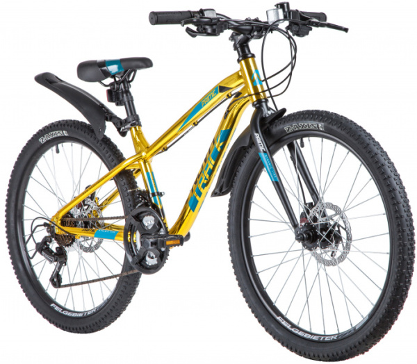 Велосипед NOVATRACK 24" PRIME алюм.рама 13", золотой металлик, 18-скор, TY21/TS38/SG-6SI, диск.торм.