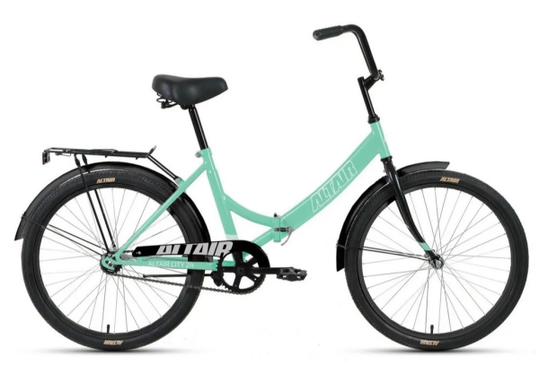 Велосипед ALTAIR CITY 24 FR (24" 1 ск. рост. 16" скл.) 2023, зеленый/серый