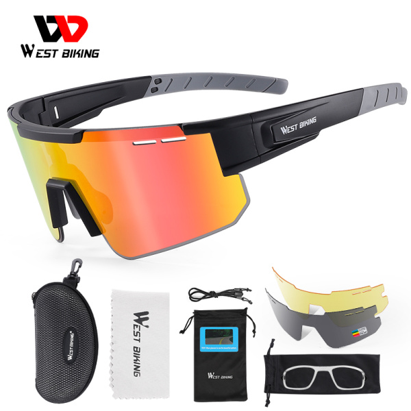 Велосипедные очки солнезащ.со сменными линзами+чехол, West biking арт. 0703139