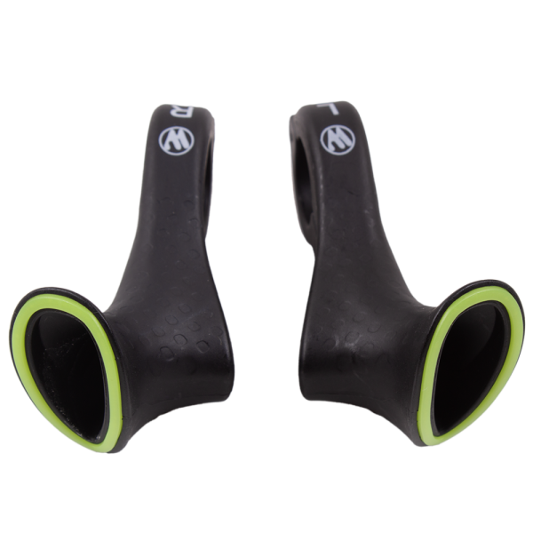 Эргономичные рога/наконечники руля анатомические, нейлон, 21.8-22.2мм, черные, люм. вставка, West Biking