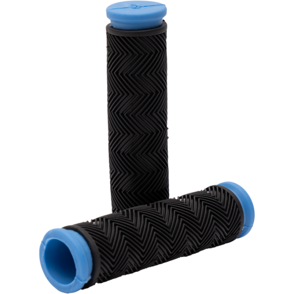 Грипсы (ручки) резиновые чёрные с синей окантовкой (модель: 107Е)