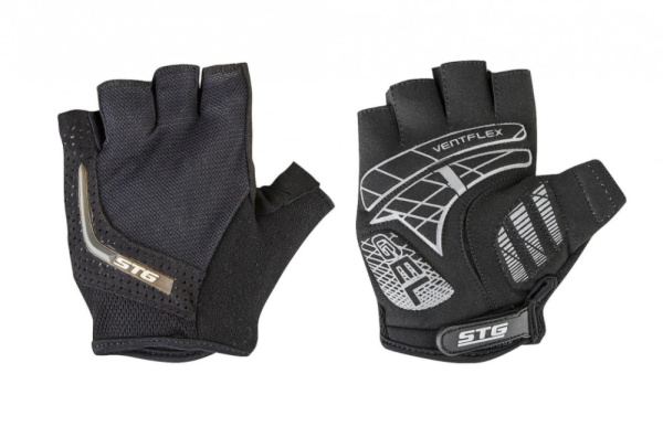 Перчатки STG, мод.AI-03-108,unisex, летние,черные/серые,на липучке,размер M