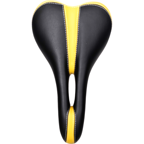 Седло велосипедное YW-AZ-103MH, с замком, 260х150мм, черное с желтыми вставками