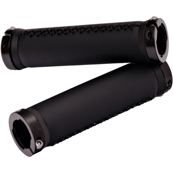 Грипсы велосипедные кожаные + ПВХ + резина + алюм. сплав, износостойкие, установочный ф22мм, West Biking арт.0804065