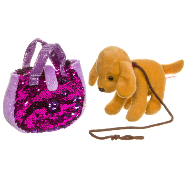 Мягкая игрушка Bondibon Собачка в сумке с пайетками, лабрадор 19 cм, LEO1