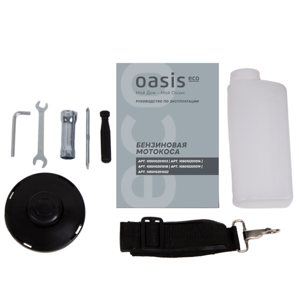 Мотокоса бензиновая Oasis TBR-52P3T Eco, двиг. 52сс, 2,5 кВт / 3,3 лс, 1-плеч. ремень, головка полуавтомат обычная М10х1,25 лев, нож 3Т, 105010201018