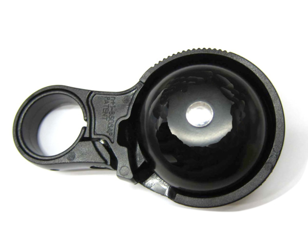 Звонок 6-190508 N+1B508AP алюм./пластик вращ. в ВЕРТИК.плоск-ти. подходит для САМОКАТОВ, черный NUVO