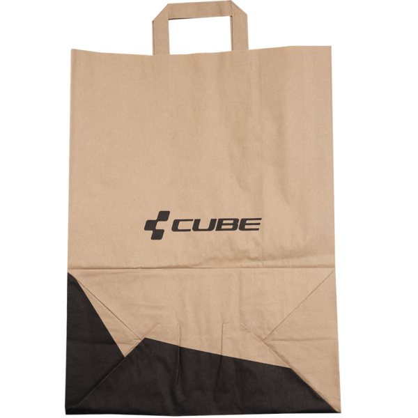 Пакет брендированный CUBE,  natur´n´black, материал: бумага, 26x25 см