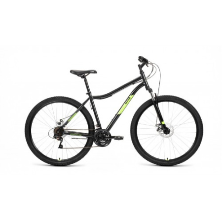 Велосипед ALTAIR MTB HT 29 2.0 D (29" 21 ск. рост. 17") 2022, черный/ярко-зеленый, RBK22AL29158