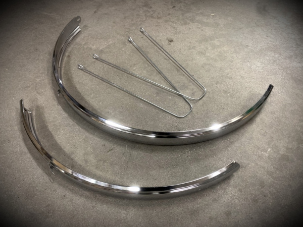 Крылья, полноразмерные (комплект), 28", сталь, хром, крепление - на усы (без крепежа)