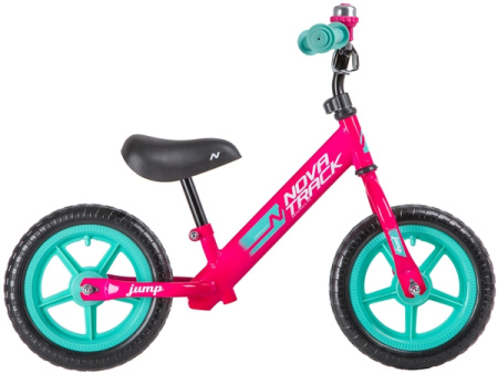 Беговел NOVATRACK 12" JUMP розовый, сталь, цветной пластиковый обод, колеса EVA