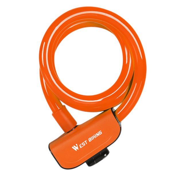 Противоугонный велосипедный замок, 12х1200мм, West Biking на ключе, сталь, цвет: оранжевый