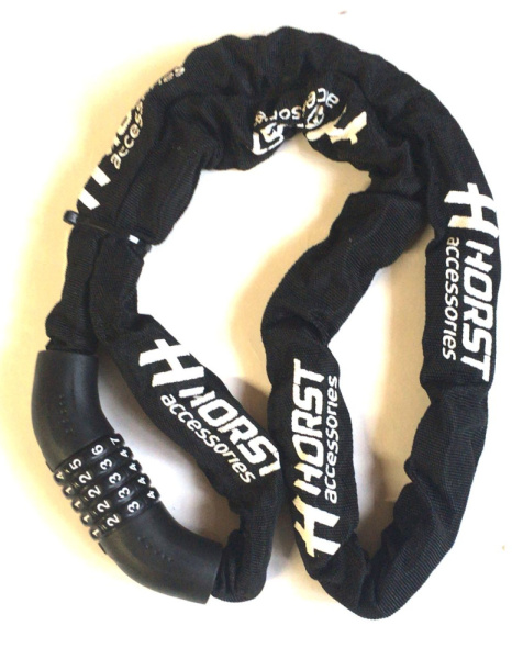 Замок 09-100248 вело цепь (5 разрядов) 6х1500мм кодовый черный HORST