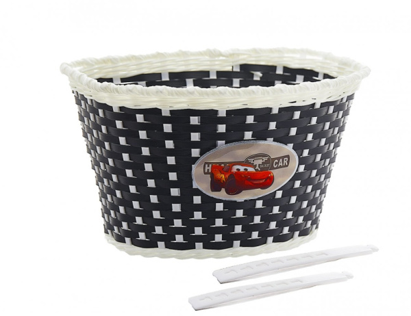 Корзина 00-170437 детская 24х16,5х15,5см пласт. универс. крепл. на руль 2-мя ремешками, черная