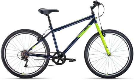 Велосипед ALTAIR MTB HT 26 1.0 (26" 7 ск. рост. 17") 2022, темно-синий/зеленый, RBK22AL26100