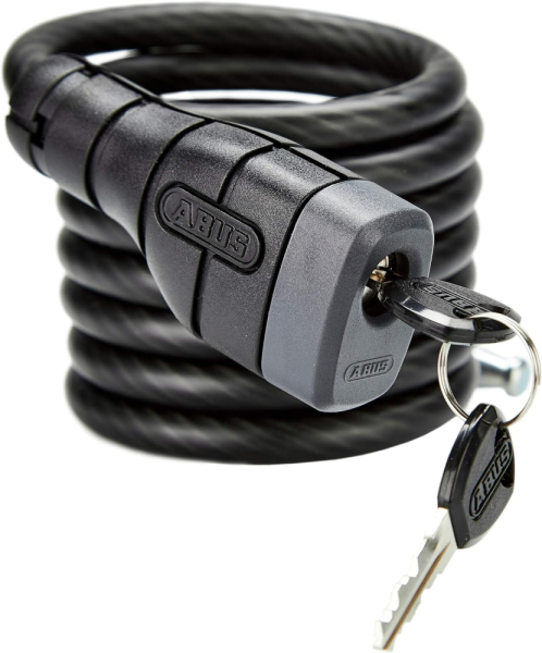 Замок 05-0086168 вело трос на ключе Steel-O-flex 5510C/180см BK SCLL Numero  класс защиты 3/15 с крепленим, черный ABUS