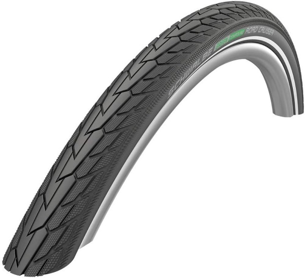 Покрышка. 27,5x1,40 650x35B (37-584) 05-11101303  ROAD CRUISER K-Guard, TwinSkin B/B+RT (светоотр полоса)  HS484 GREEN 50EPI черная SCHWALBE