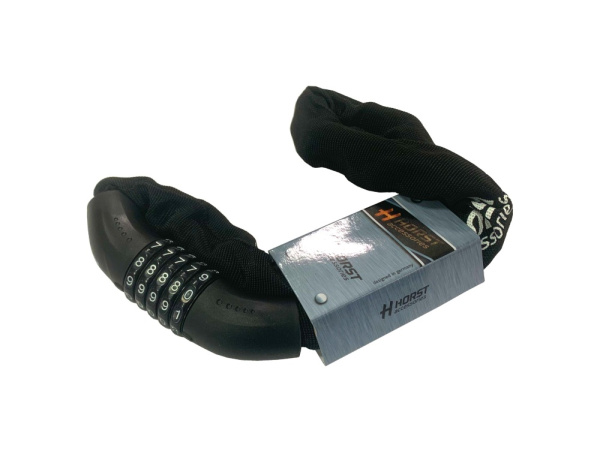 Замок цепной кодовый 6х900мм HORST 5-ти разр. черный, 09-100244