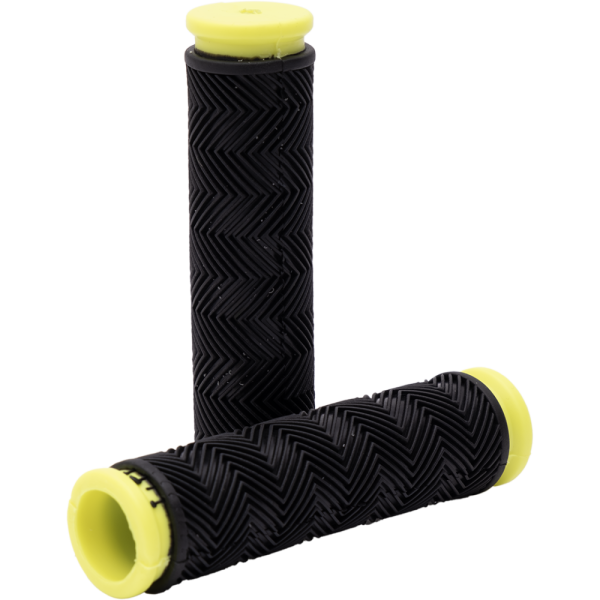 Грипсы (ручки) резиновые чёрные с салатовой окантовкой (модель: 107Е)
