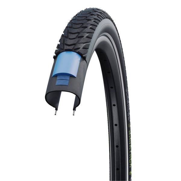 Покрышка. 28x2,00 (50-622) 05-11159055.01 MARATHON E-PLUS Perf, Smart DualGuard B/B+RT (светоотр полоса)  HS498 ADDIX E 67E черная SCHWALBE